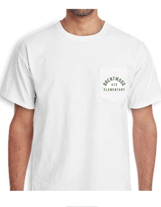 Brentwood Vintage School Pocket Tee in White - Adult